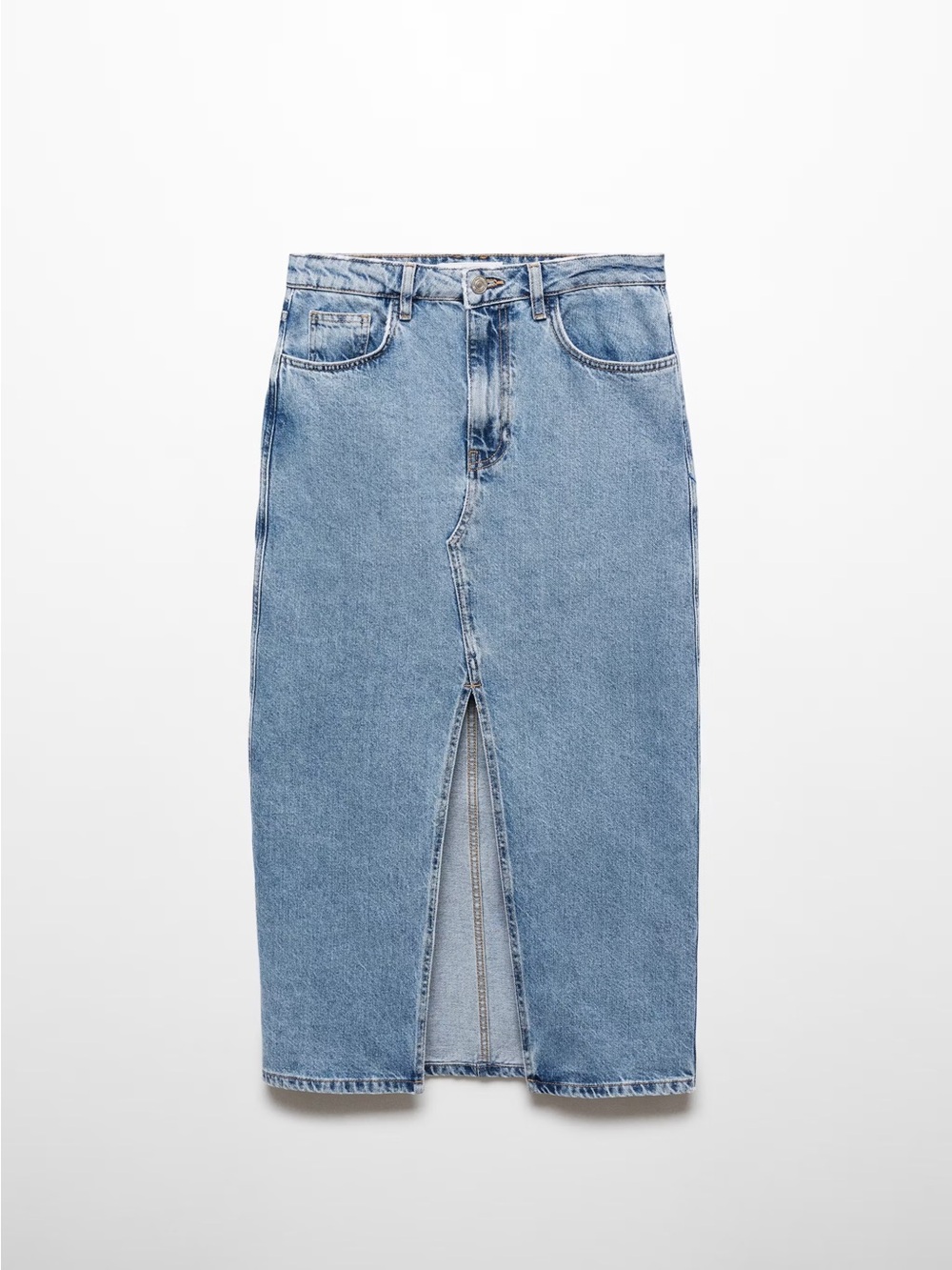 Mango denim midi skirt with slit size‎ S